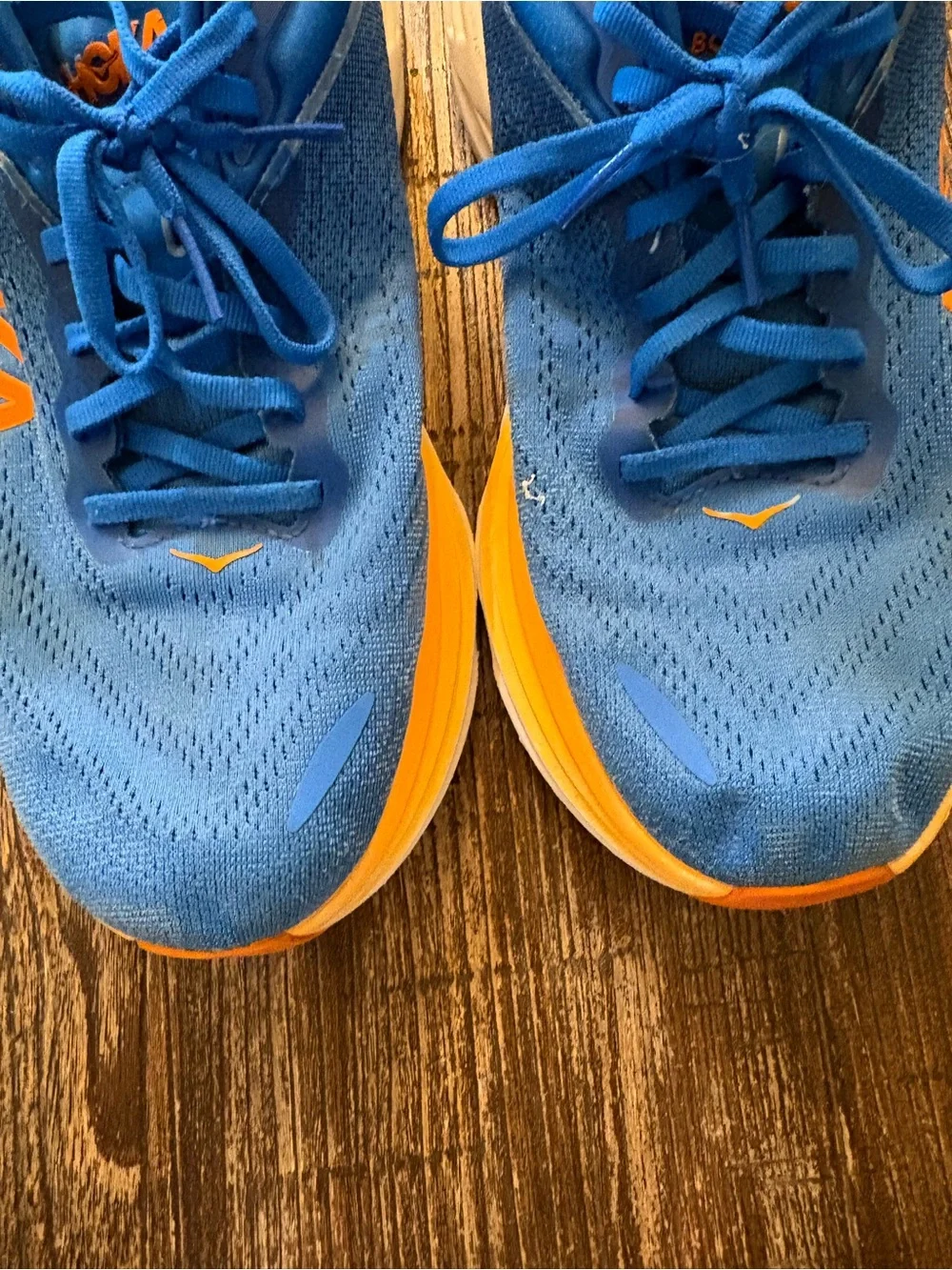 Hoka Bondi 8 Running Shoes Women 10.5 Wide Blue Orange Wide Width Sneakers
